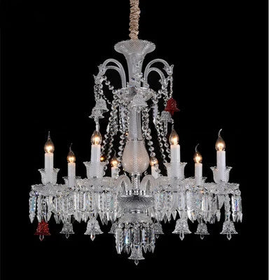 Lustre bougie cristal noir pour salon et restaurant
