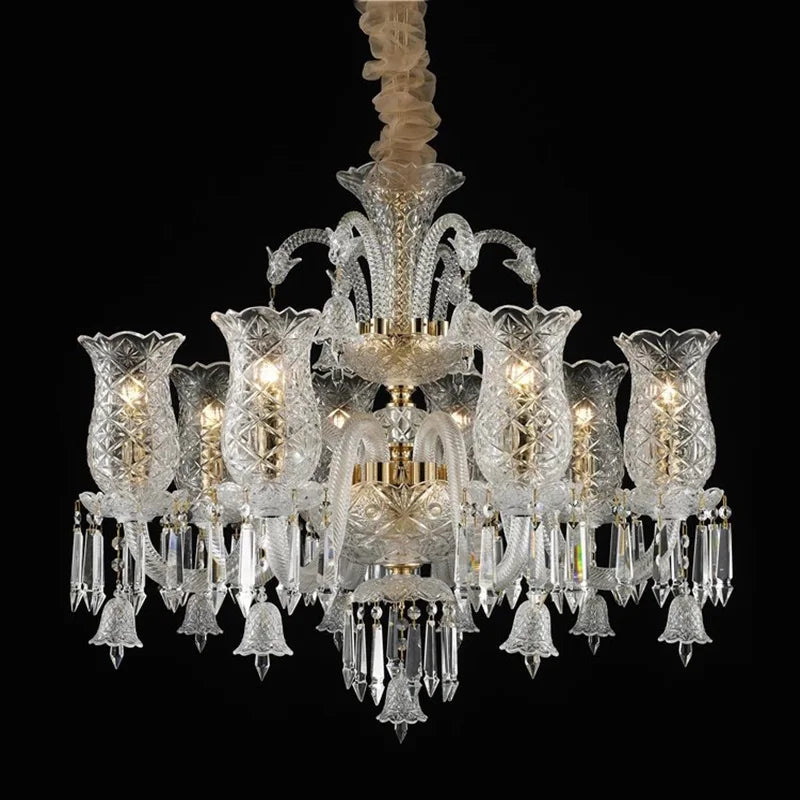 Lustre bougie minimaliste en cristal pour salon et chambre à coucher
