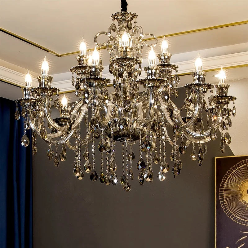 Modern Candle Crystal Chandelier Light for Living Room and Bedroom