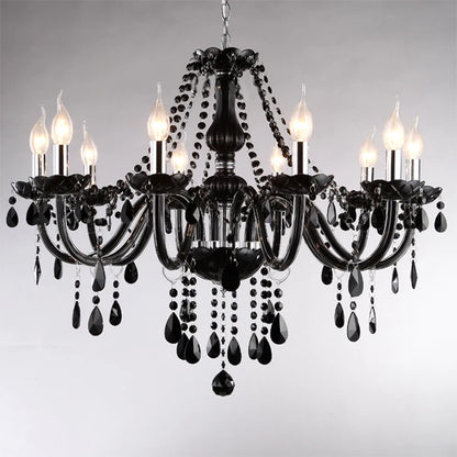 Lustre en cristal bougie noire pour l'éclairage de chambre à coucher et de restaurant