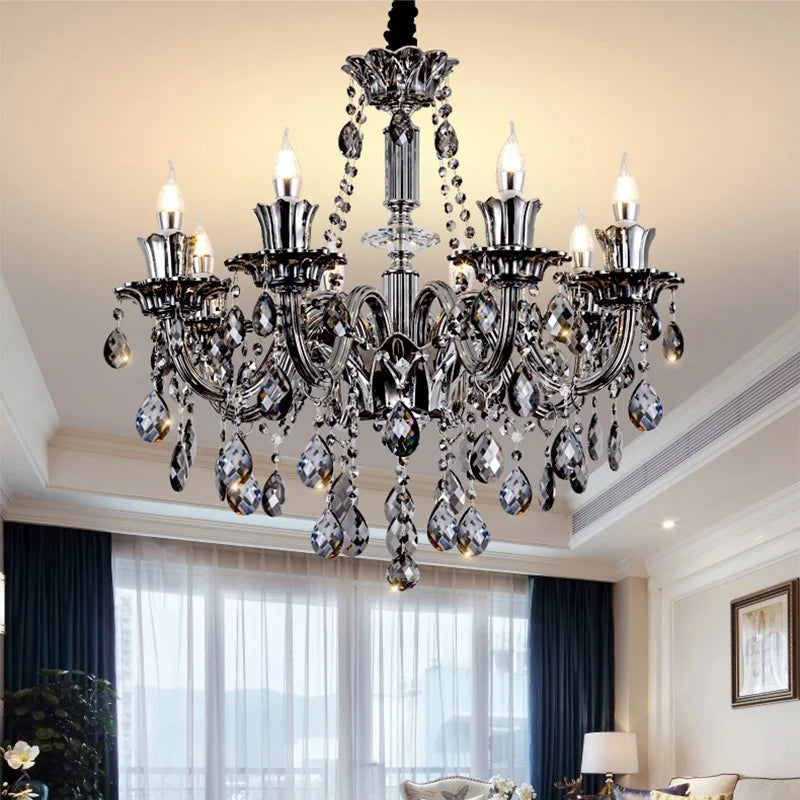Modern Candle Crystal Chandelier Light for Living Room and Bedroom
