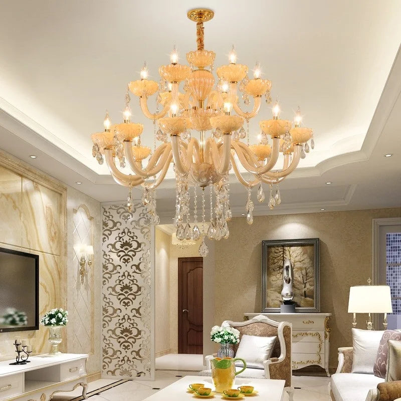 Lustre Chandelier en Cristal de Verre Moderne pour Salon et Hôtel