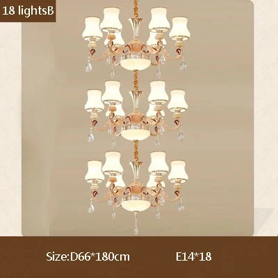 Big Crystal Chandelier for Duplex Villa and Hotel Lobby Lighting