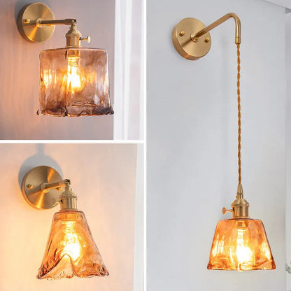Applique murale Claire Amber en verre, style japonais moderne
