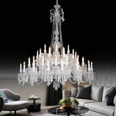 Lustre bougie cristal noir pour salon et restaurant