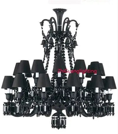 Lustre bougie cristal noir pour salon et restaurant