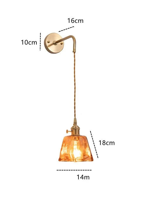Applique murale Claire Amber en verre, style japonais moderne