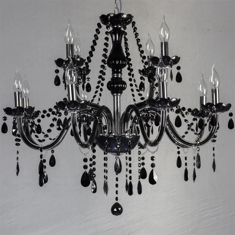 Lustre en cristal bougie noire pour l'éclairage de chambre à coucher et de restaurant