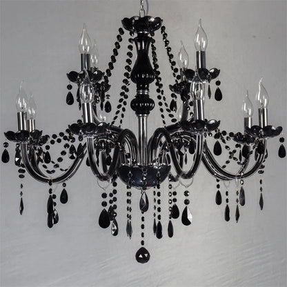 Lustre en cristal bougie noire pour l'éclairage de chambre à coucher et de restaurant