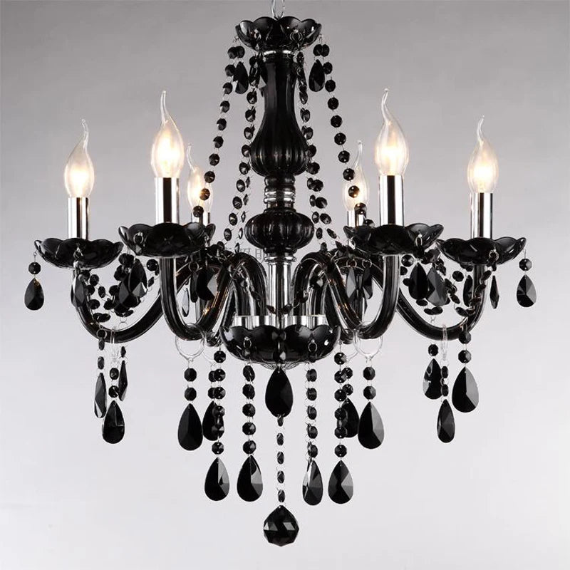 Lustre en cristal bougie noire pour l'éclairage de chambre à coucher et de restaurant