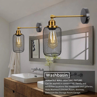 Élise Retro Wood Industrial Wall Light E27 LED Loft Sconce Lamp