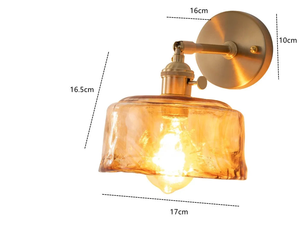 Applique murale Claire Amber en verre, style japonais moderne