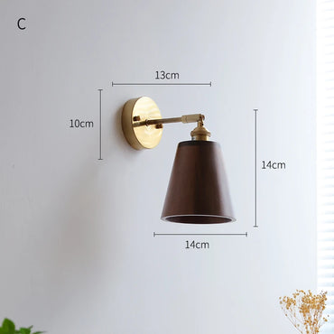 Sophie Adjustable Wood Wall Lamp with Copper Arm Switch