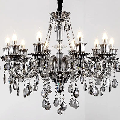 Modern Candle Crystal Chandelier Light for Living Room and Bedroom
