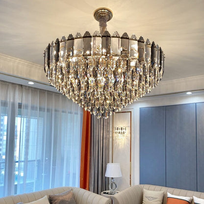 Lustre en cristal gris fumé de luxe Lucile Jean