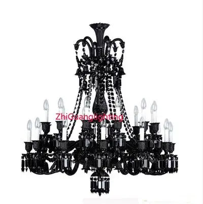 Lustre bougie cristal noir pour salon et restaurant