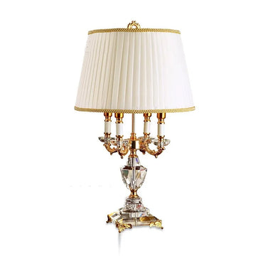Lampe de table LED de luxe en cristal avec abat-jour en tissu pour chambre à coucher et chambre d'hôtel