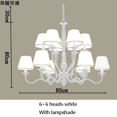 Lustre rustique de luxe en fer forgé avec lumières LED bougies bleues pour salon