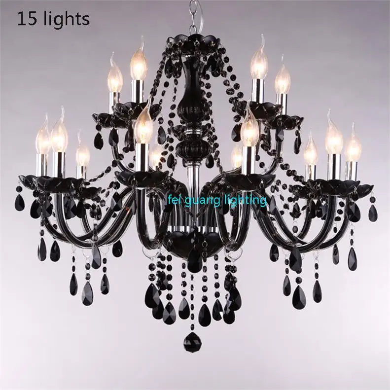 Lustre en cristal bougie noire pour l'éclairage de chambre à coucher et de restaurant