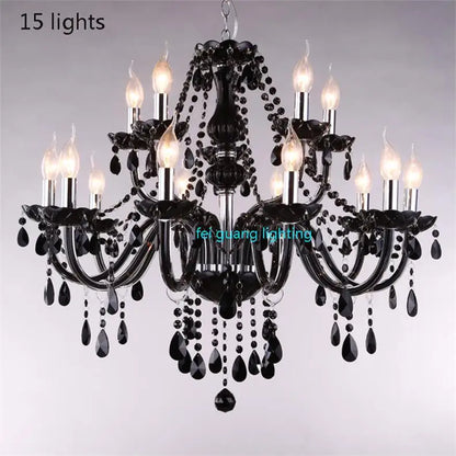 Lustre en cristal bougie noire pour l'éclairage de chambre à coucher et de restaurant