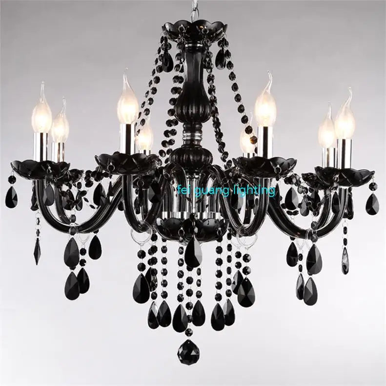 Lustre en cristal bougie noire pour l'éclairage de chambre à coucher et de restaurant