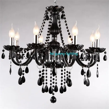 Lustre en cristal bougie noire pour l'éclairage de chambre à coucher et de restaurant