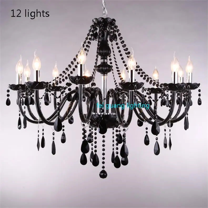 Lustre en cristal bougie noire pour l'éclairage de chambre à coucher et de restaurant