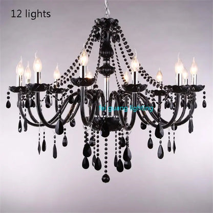 Lustre en cristal bougie noire pour l'éclairage de chambre à coucher et de restaurant