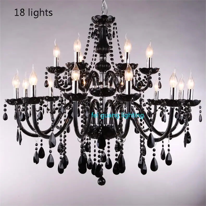 Lustre en cristal bougie noire pour l'éclairage de chambre à coucher et de restaurant