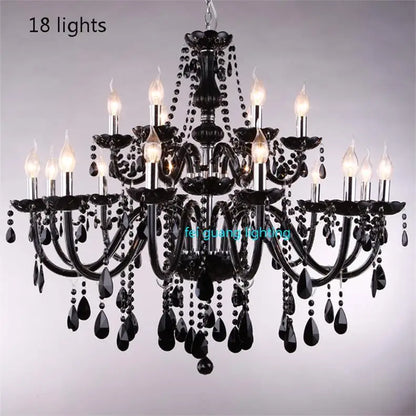Lustre en cristal bougie noire pour l'éclairage de chambre à coucher et de restaurant