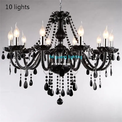 Lustre en cristal bougie noire pour l'éclairage de chambre à coucher et de restaurant