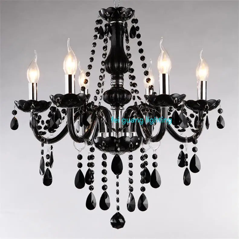 Lustre en cristal bougie noire pour l'éclairage de chambre à coucher et de restaurant