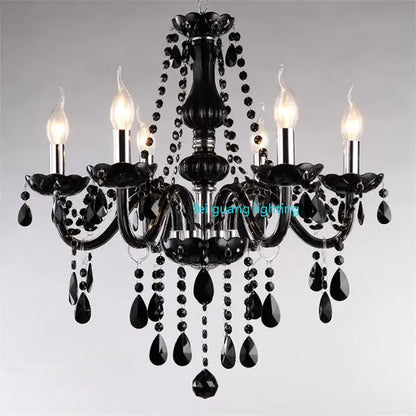 Lustre en cristal bougie noire pour l'éclairage de chambre à coucher et de restaurant