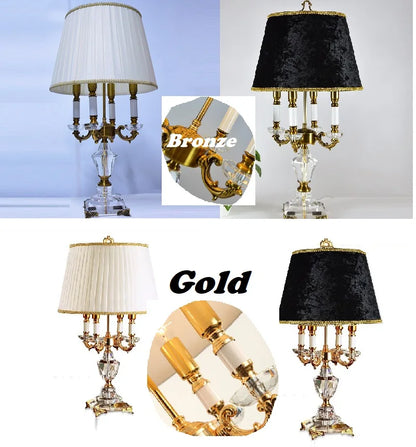 Lampe de table LED de luxe en cristal avec abat-jour en tissu pour chambre à coucher et chambre d'hôtel