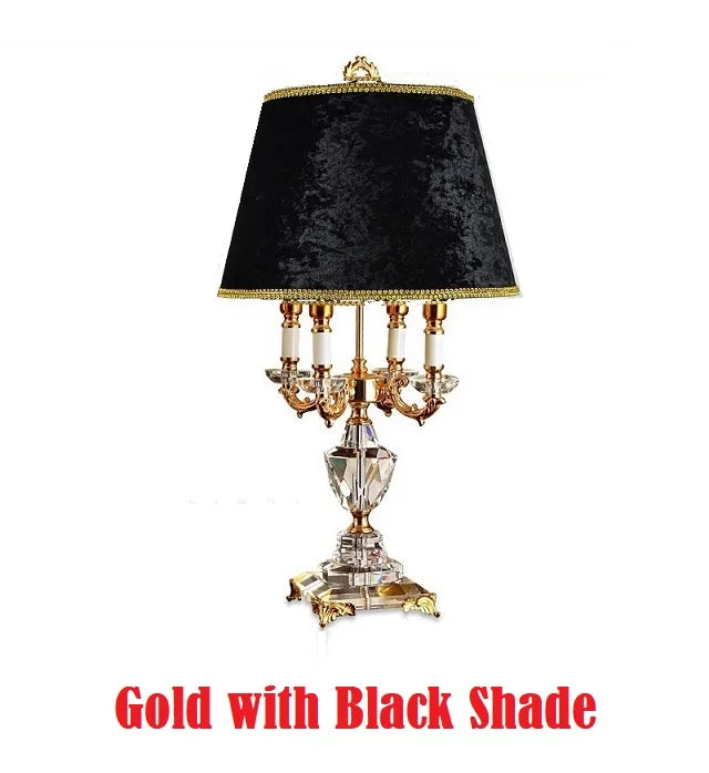 Lampe de table LED de luxe en cristal avec abat-jour en tissu pour chambre à coucher et chambre d'hôtel