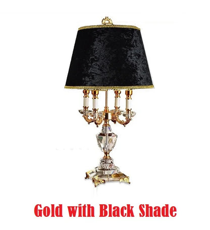 Lampe de table LED de luxe en cristal avec abat-jour en tissu pour chambre à coucher et chambre d'hôtel
