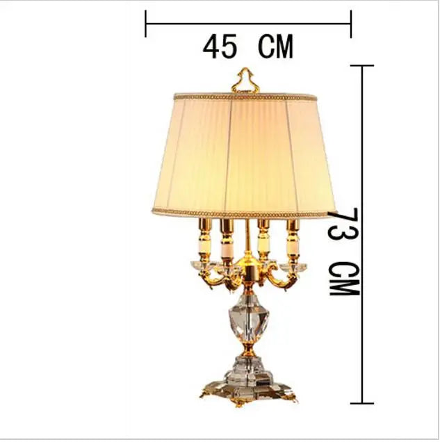 Lampe de table LED de luxe en cristal avec abat-jour en tissu pour chambre à coucher et chambre d'hôtel