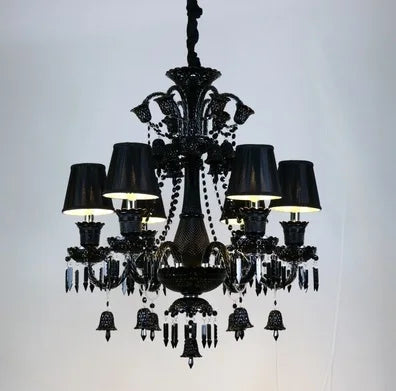 Lustre bougie cristal noir pour salon et restaurant