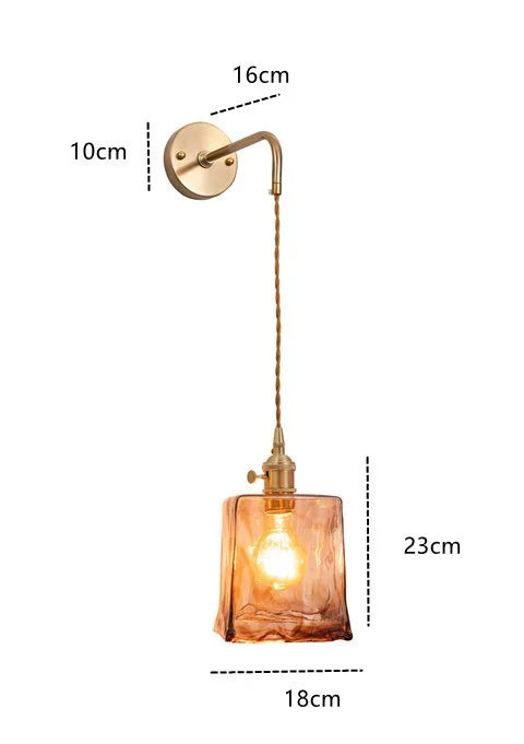 Applique murale Claire Amber en verre, style japonais moderne