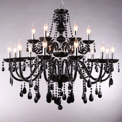 Lustre en cristal bougie noire pour l'éclairage de chambre à coucher et de restaurant