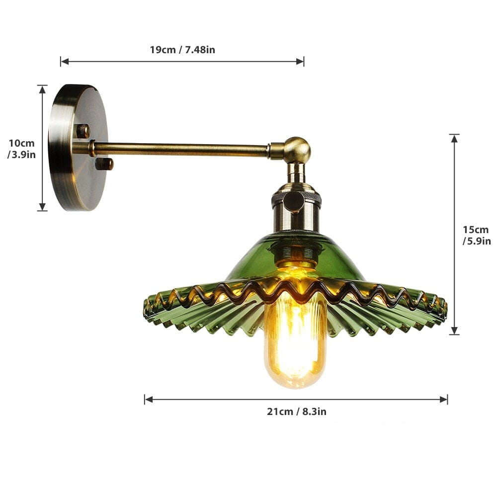 Céleste Vintage Round Green Glass Wall Lamp with Knob Switch