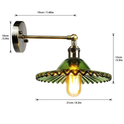 Céleste Vintage Round Green Glass Wall Lamp with Knob Switch
