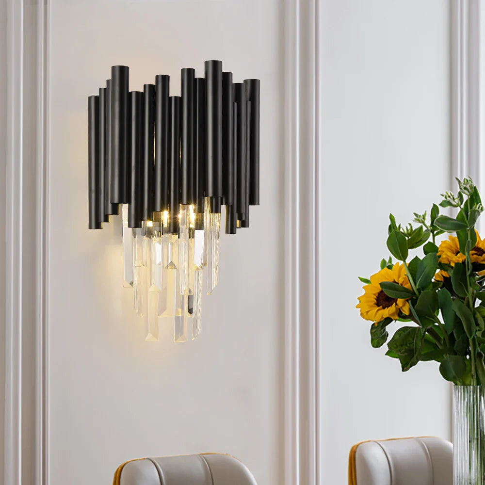 Sophie Crystal Black Wall Lamp with Modern Elegant Finish