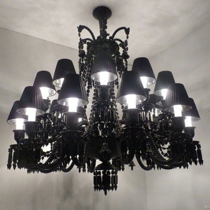 Lustre bougie cristal noir pour salon et restaurant