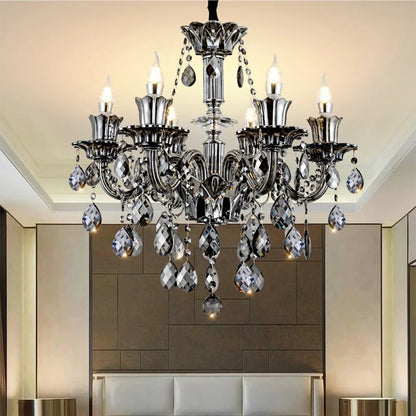 Modern Candle Crystal Chandelier Light for Living Room and Bedroom