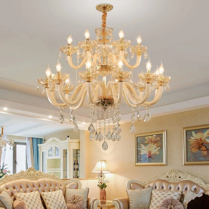 Lustre Chandelier en Cristal de Verre Moderne pour Salon et Hôtel