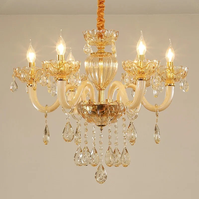 Lustre Chandelier en Cristal de Verre Moderne pour Salon et Hôtel