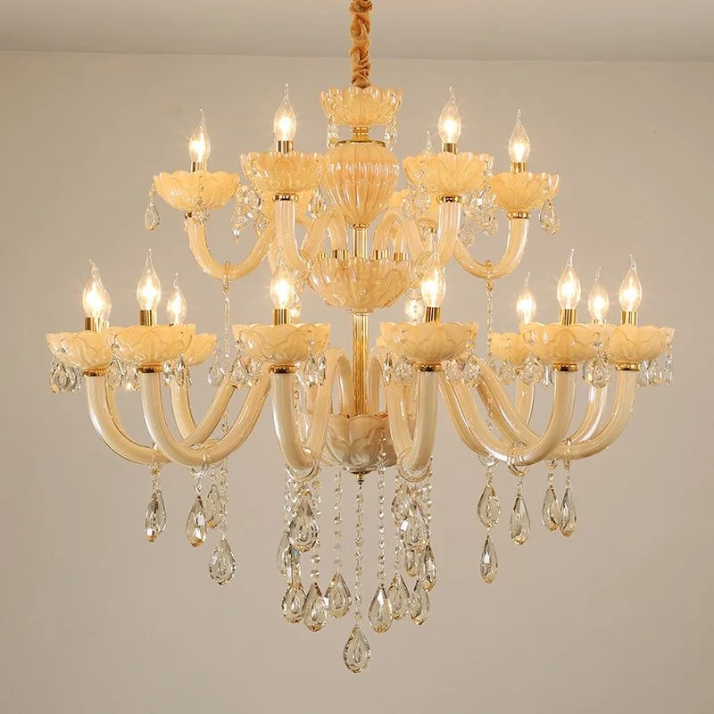 Lustre Chandelier en Cristal de Verre Moderne pour Salon et Hôtel