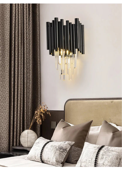 Sophie Crystal Black Wall Lamp with Modern Elegant Finish