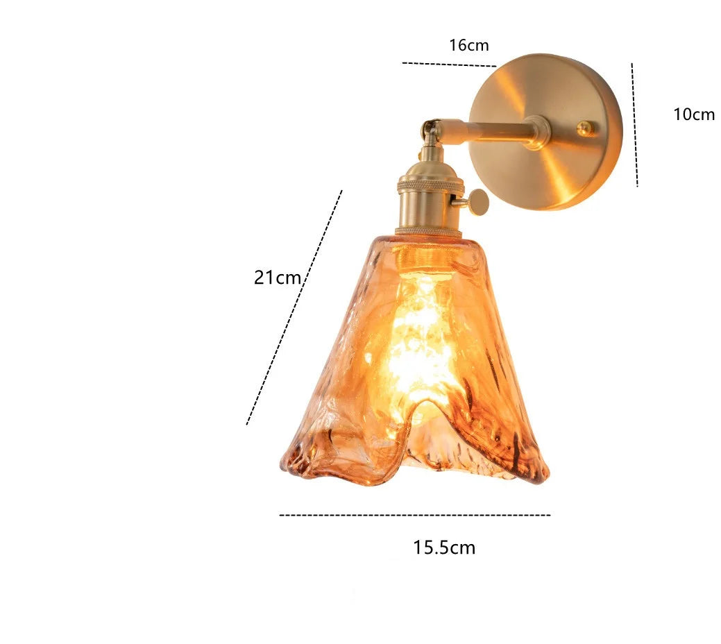 Applique murale Claire Amber en verre, style japonais moderne